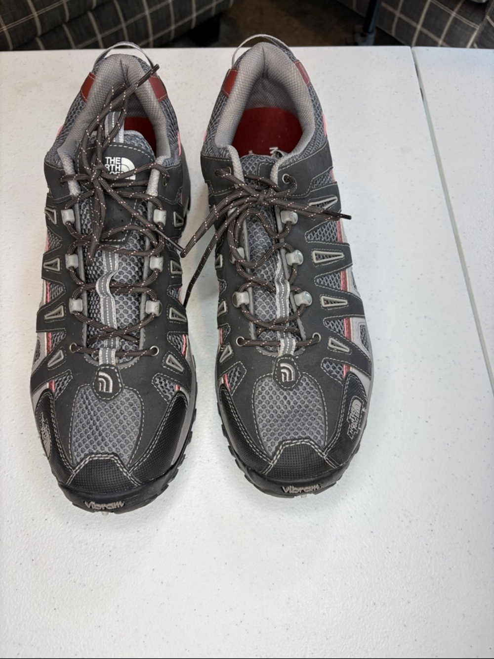 The North Face Men's Gray and Red Trail Running Shoes